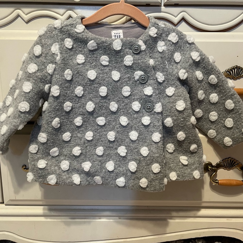 Gray and White Polka Dot Sweater